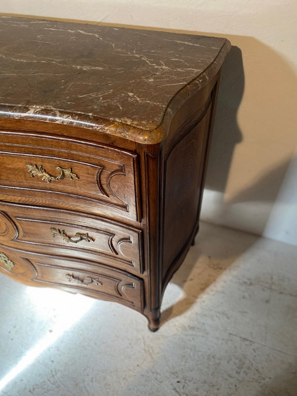 Commode Galbée Avec Marbre Début 19e