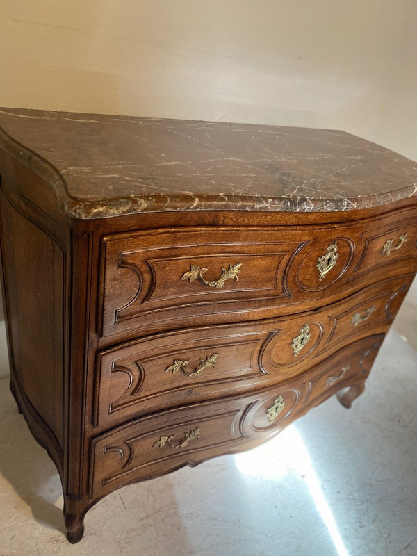 Commode Galbée Avec Marbre Début 19e