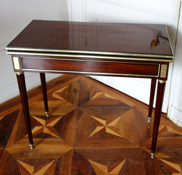 Louis XVI Period Game Table In Mahogany, Ebony And Lemon Tree, Late 18th Century