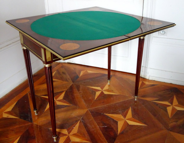 Louis XVI Period Game Table In Mahogany, Ebony And Lemon Tree, Late 18th Century