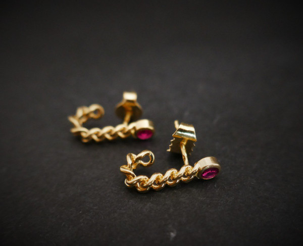 Ruby Earrings, 18 Carat Yellow Gold.