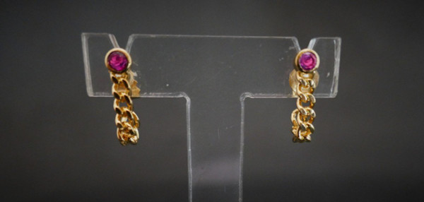 Ruby Earrings, 18 Carat Yellow Gold.