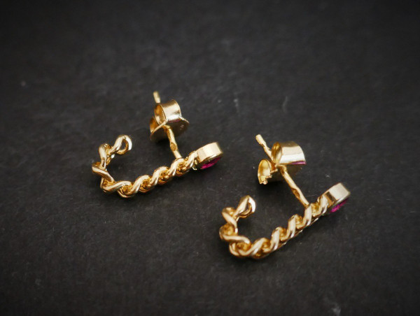 Ruby Earrings, 18 Carat Yellow Gold.