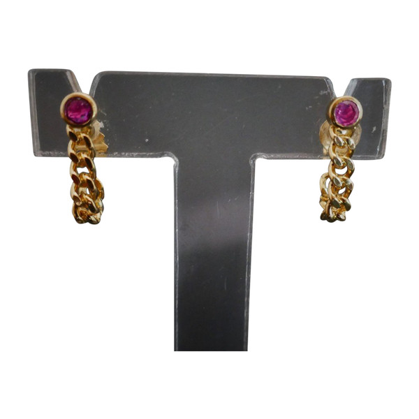 Ruby Earrings, 18 Carat Yellow Gold.