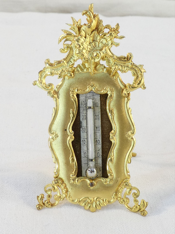 Cadre thermometre en bronze doré de style LOUIS XV