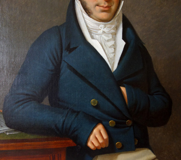 Edouard Pingret, Ã©lÃ¨ve De David - Large Portrait of an Empire Period Man 1813 - 103cm X 121cm