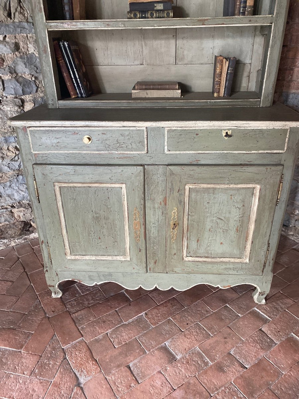 Buffet 2 corpi XVIII secolo Movimento Luigi XV 2 ante 2 cassetti Patina