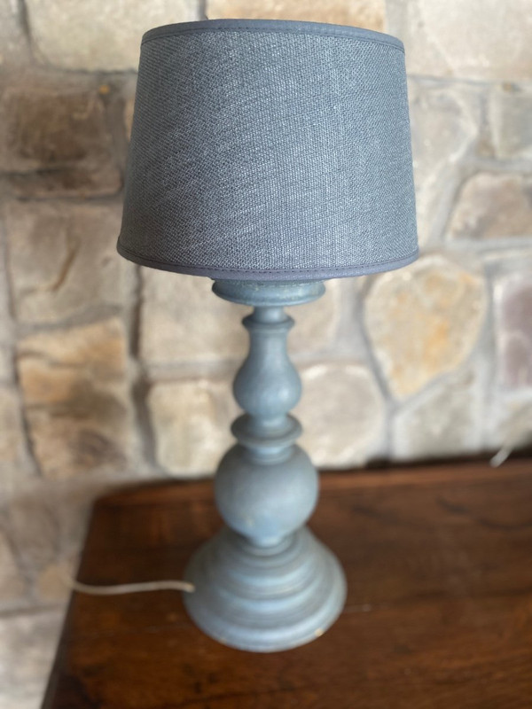 Very Nice Patinated Lamp, Blue 19th Century