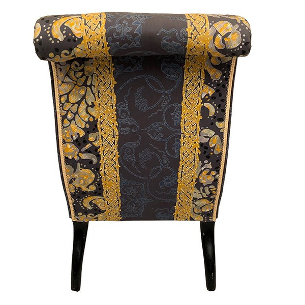 Low chair with moving backrest, blackened wooden legs. Napoleon III period