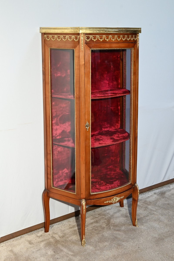 Small Showcase in Light Cherry, Louis XV/Louis XVI Transition – Early 20th Century