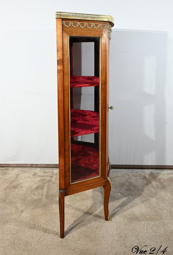 Small Showcase in Light Cherry, Louis XV/Louis XVI Transition – Early 20th Century