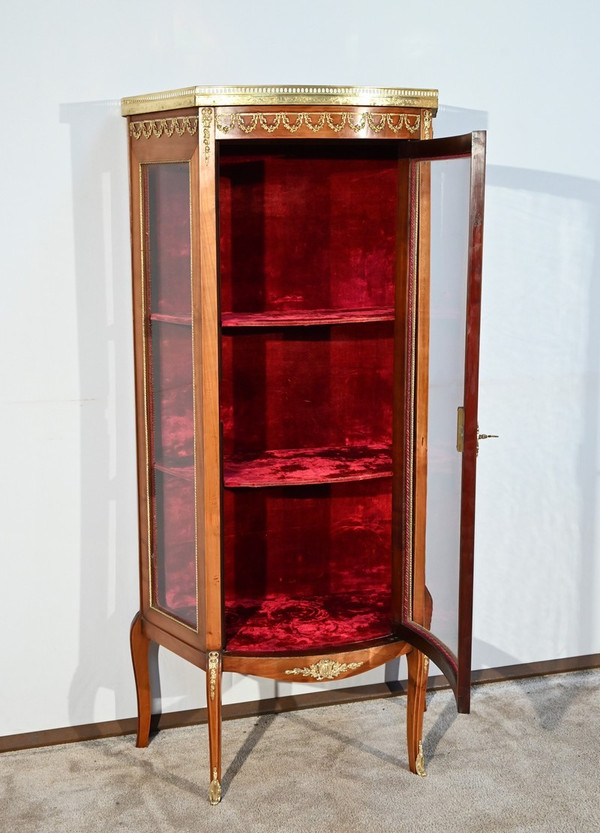 Small Showcase in Light Cherry, Louis XV/Louis XVI Transition – Early 20th Century