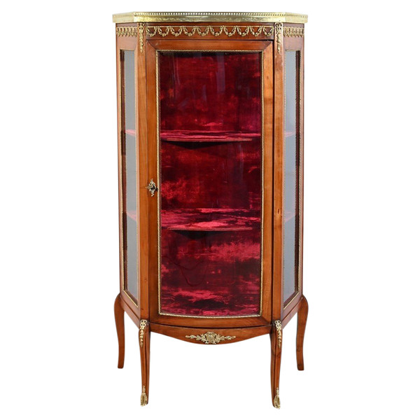 Small Showcase in Light Cherry, Louis XV/Louis XVI Transition – Early 20th Century