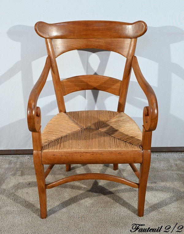 Pair of Estate Armchairs in Solid Cherry, Restoration Period – 1st Part 19th