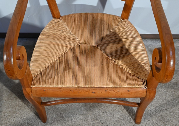 Pair of Estate Armchairs in Solid Cherry, Restoration Period – 1st Part 19th