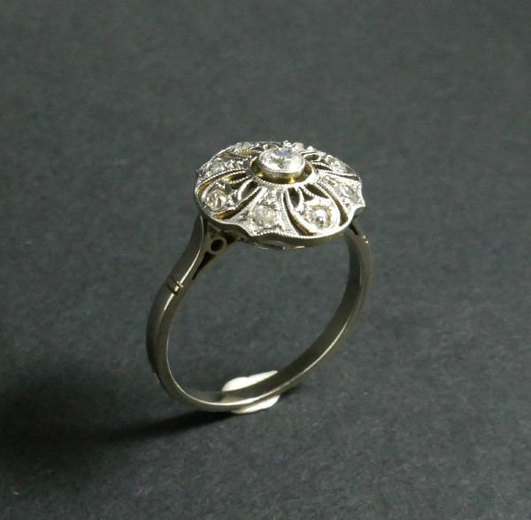 Flower Ring Diamonds, Gold And Platinum.