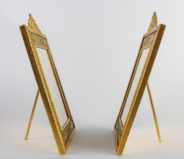 A pair of late 19th century gilded bronze photo frames