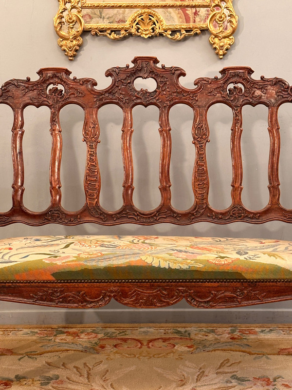 Regency Period Molded and Carved Wood Bench Circa 1720