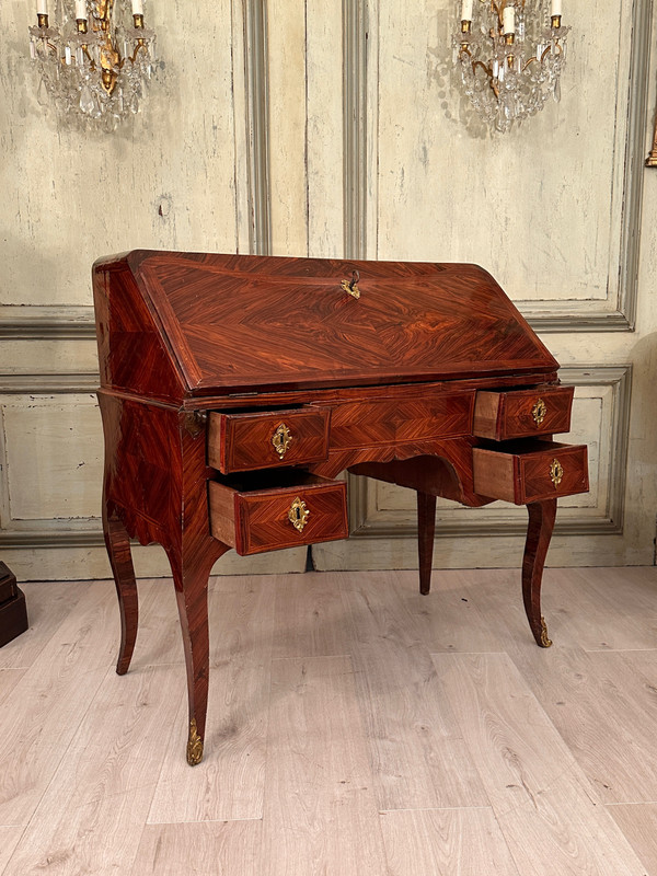 Guillaume Kemp,  Bureau Secretaire Estampillé d'Epoque Louis XV Vers 1760