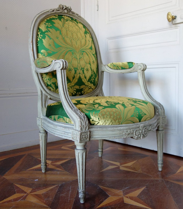 Pierre Brizard: Série De 6 Fauteuils à Chassis d'époque Louis XVI - Stamped