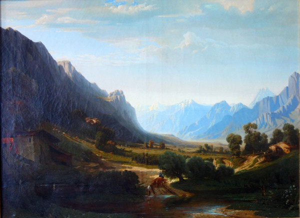 Jules Nicolas Schitz - Große Berglandschaft Öl auf Leinwand 147x113cm