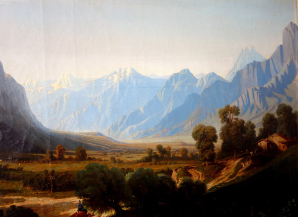 Jules Nicolas Schitz - Große Berglandschaft Öl auf Leinwand 147x113cm