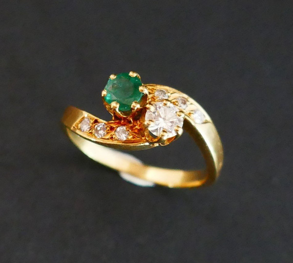 Toi Et Moi Emerald And Diamond Ring.