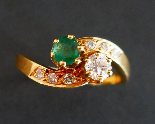 Toi Et Moi Emerald And Diamond Ring.