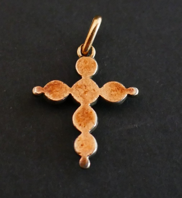 Old Arlesian Cross Rose Cut Diamonds, Gold And Silver.