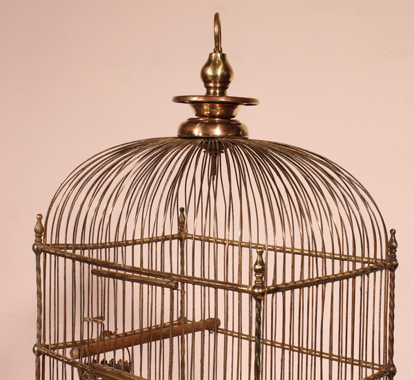 Cage à Oiseaux En Laiton - 19° Siècle