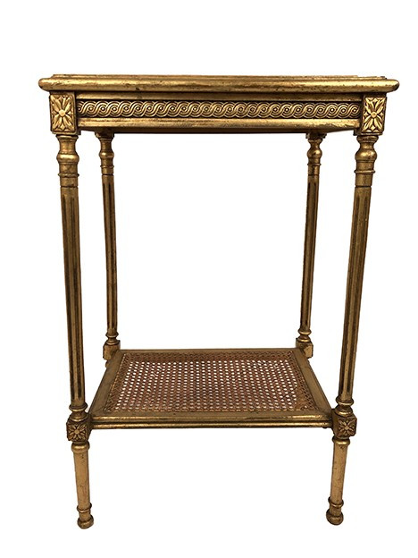 Louis XVI style pedestal table in gilded wood and marble top