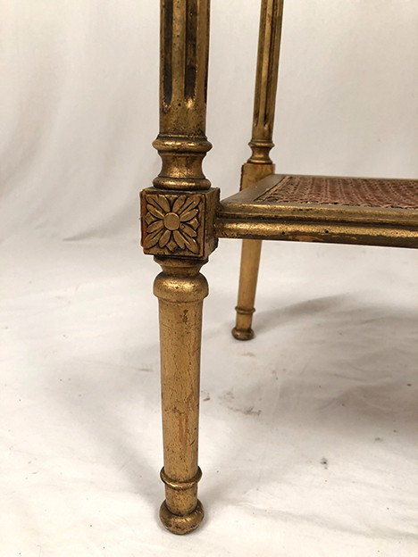 Louis XVI style pedestal table in gilded wood and marble top