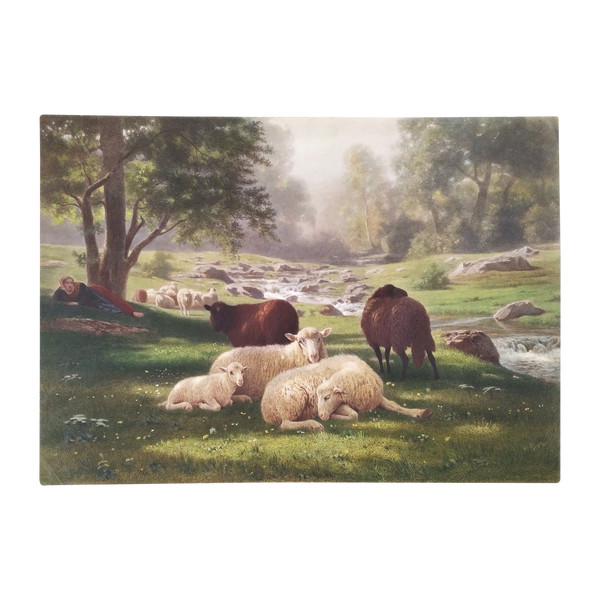 Barbizon Landscape The Sheep Watercolored Engraving After Auguste Bonheur Etching Old Print