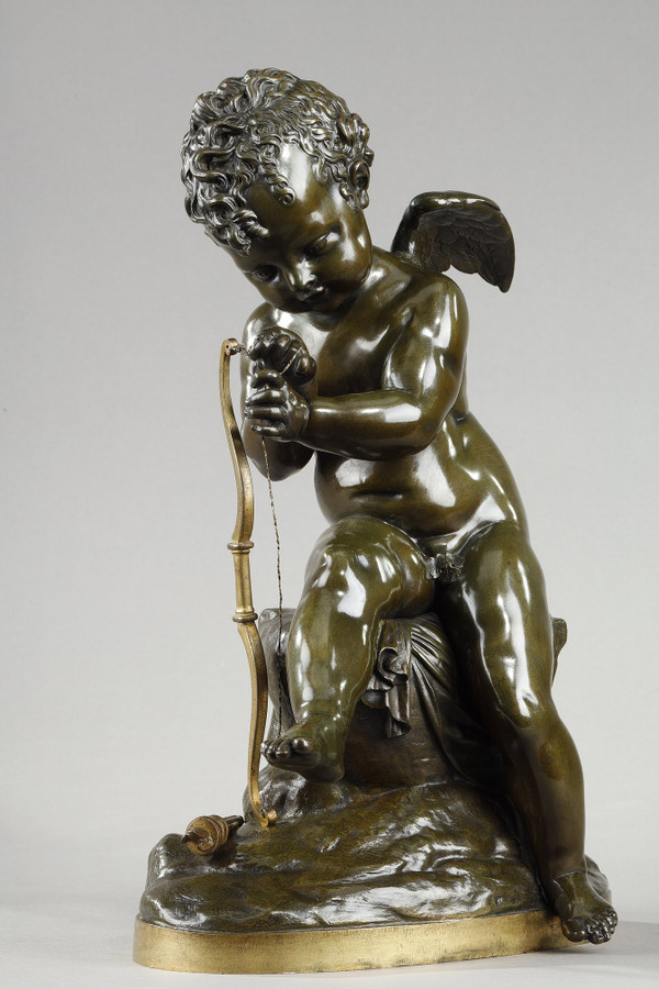 Bronze de Cupidon bandant son arc d'après Lemire (1741-1827)