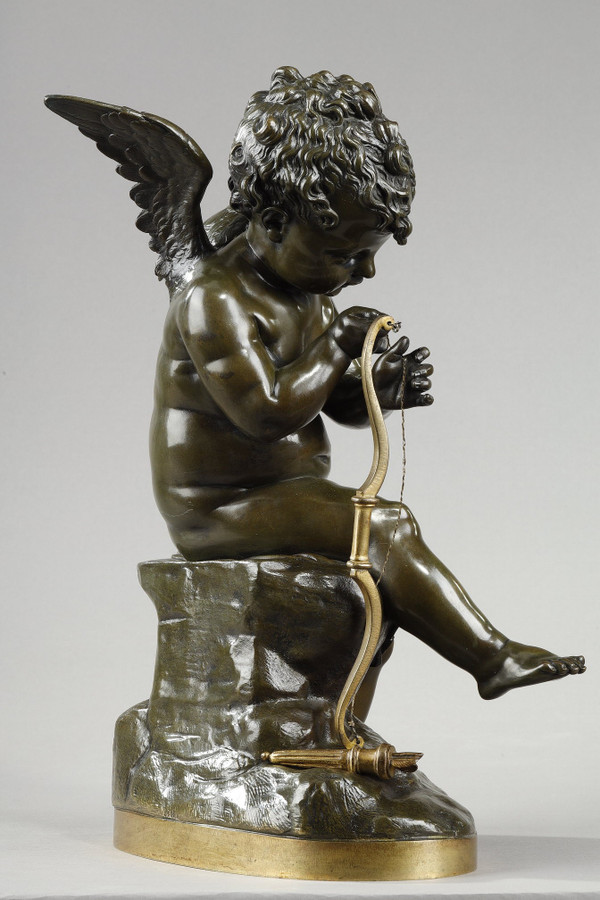 Bronze de Cupidon bandant son arc d'après Lemire (1741-1827)