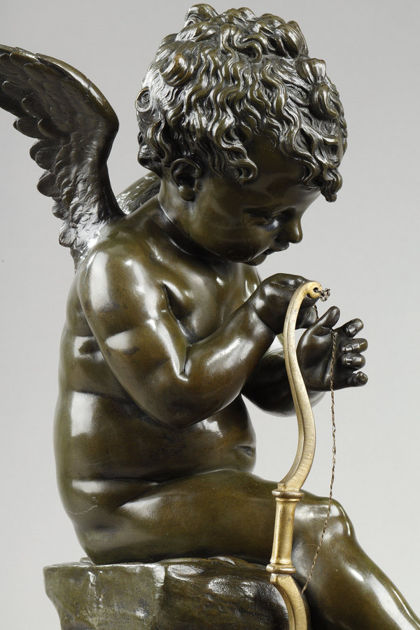 Bronze de Cupidon bandant son arc d'après Lemire (1741-1827)