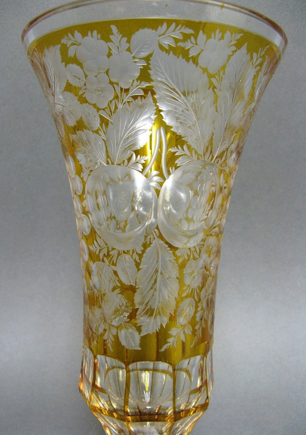 Cut And Engraved Bohemian Crystal Vase Circa 1900.