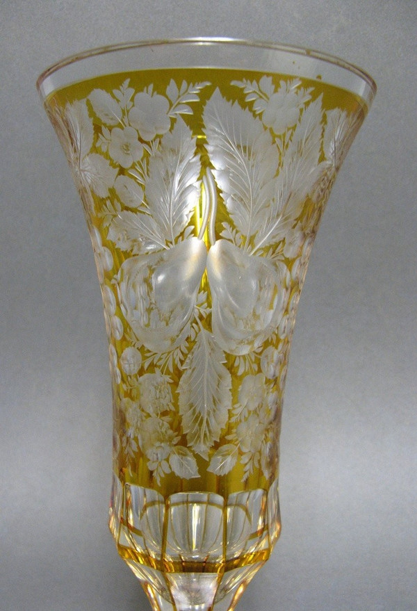 Cut And Engraved Bohemian Crystal Vase Circa 1900.