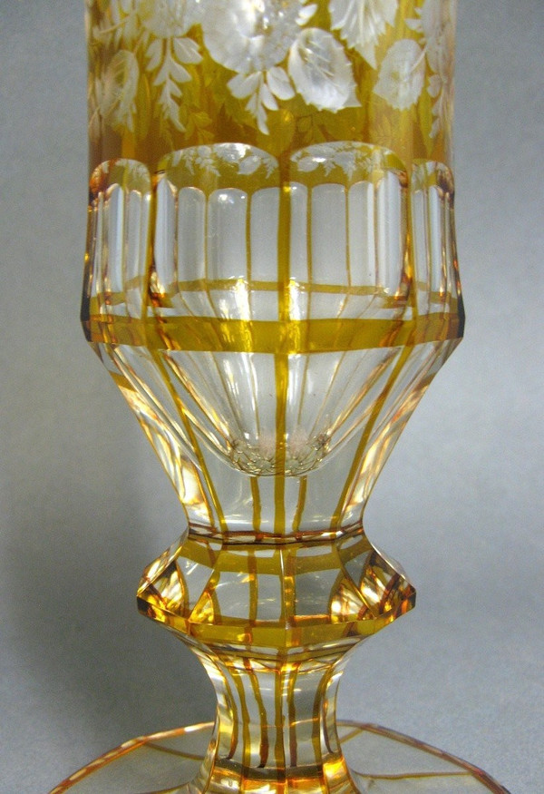 Cut And Engraved Bohemian Crystal Vase Circa 1900.