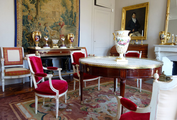 Pair Of Medici Empire Vases In Polychrome, Gilded And Biscuit Porcelain