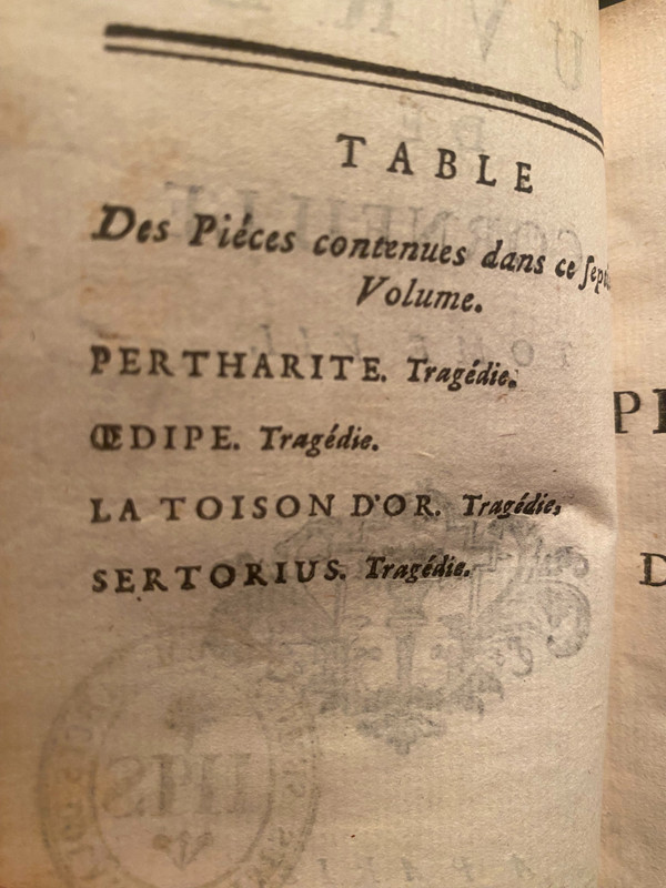  Rare ensemble complet de10 beaux volumes reliures baroques Oeuvres de P. Corneille . A Paris chez Savoye 1758