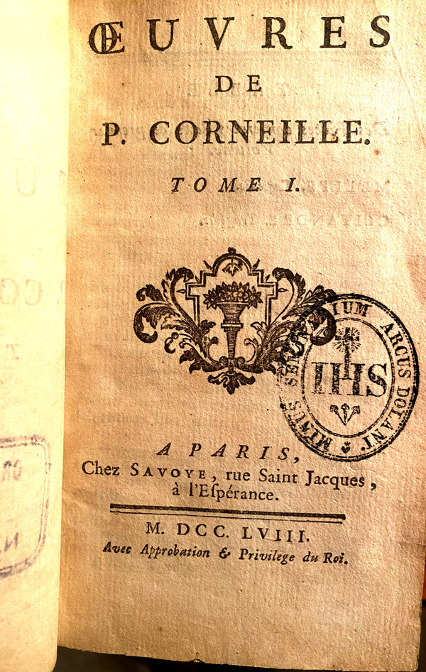  Rare ensemble complet de10 beaux volumes reliures baroques Oeuvres de P. Corneille . A Paris chez Savoye 1758