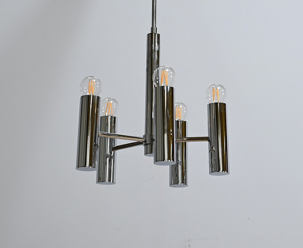 Modernist chandelier with 5 arms of light, Gaetano Sciolari, Italy – 1960