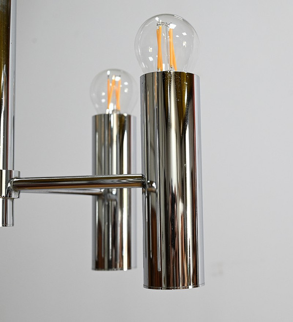 Modernist chandelier with 5 arms of light, Gaetano Sciolari, Italy – 1960