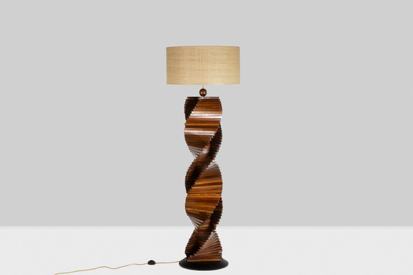 Sculptural wooden lamp base. 1980s