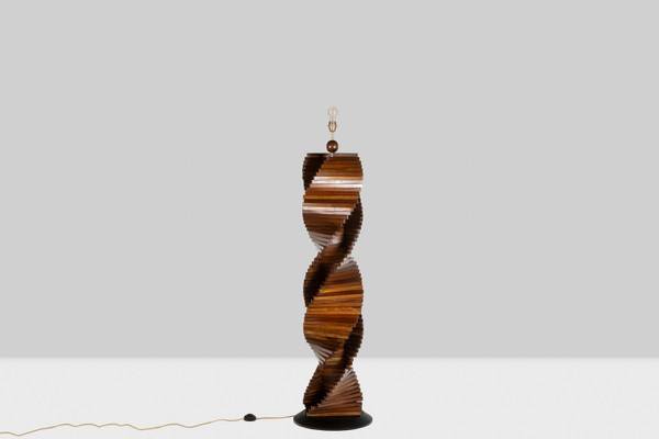 Sculptural wooden lamp base. 1980s