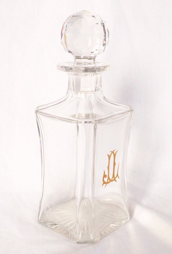 Große Cognac-Karaffe / Whisky-Karaffe aus Baccarat-Kristall, Monogramm JL