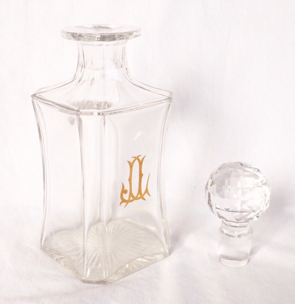 Große Cognac-Karaffe / Whisky-Karaffe aus Baccarat-Kristall, Monogramm JL