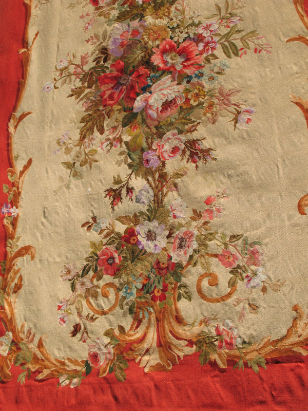 Large Aubusson tapestry with polychrome floral decoration, 19th century