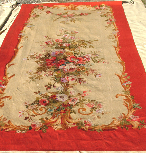 Large Aubusson tapestry with polychrome floral decoration, 19th century